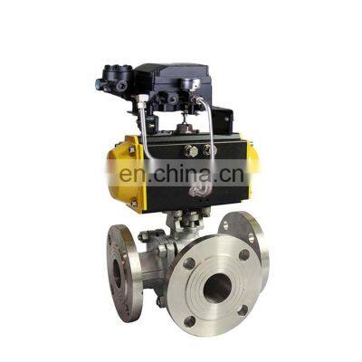 Modulating Type 4-20mA Three Ways Flange Pneumatic Ball Valve for Steam