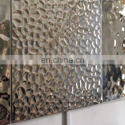 0.4/0.6/0.8mm Sapphire Blue Black 3d Wall Panel Embossed Stamp Water Ripple Stainless Steel Sheet For Ceiling