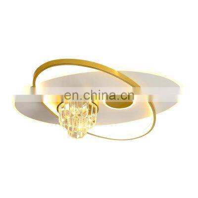 Nice hot sale gold color luxury circle ceiling lamp with k9 crystal for living room