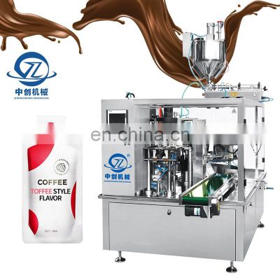 Irregular Special Shaped Bag Liquid Sachet Filling Sealing Lotion Coffee Paste Maple Syrup Premade Pouch Packing Machine