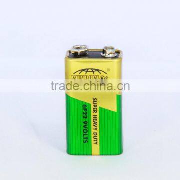 China manufacturer carbon zinc battery 9volt 6f22