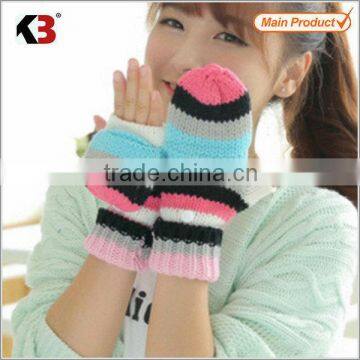 2015 top quality cheap ladies sheepskin knitted half gloves and mitten