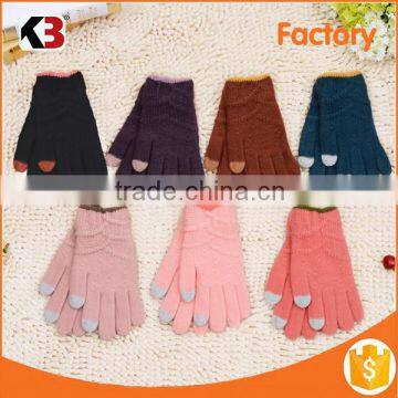 2015 wholesale profashional winter cotton knitted touchscreen gloves