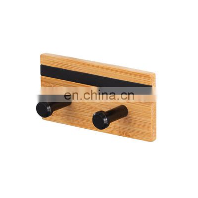 Direct Factory Supply Customized Logo Bamboo Stainless Steel Kitchen Wooden Wall Mounted Hanger Hook Holder