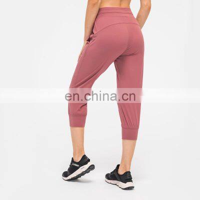 New Style 3/4 Length Training Trousers Fitness Gym Wear Workout Sports Yoga Track Pants With Pocket For Women