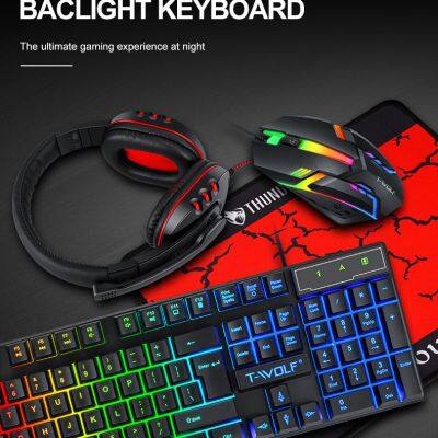 TF800 Rainbow Backlit Keyboard Colorful Backlit Mouse Large-size Mousepad Gaming Headset Pad Game 4 in 1 Combo Set photo-3