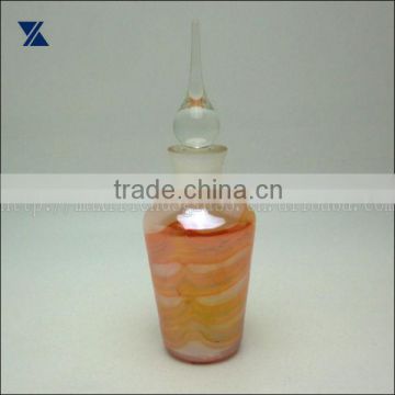 Fine Quality White With Orange Swirl Glass Perfume Bottle