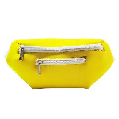 Customize Unisex Bright Durable 2 Pockets Crossbody Bag Outdoor Hiking Jogging Running Waist Bag Insulated Neoprene Fanny Pack