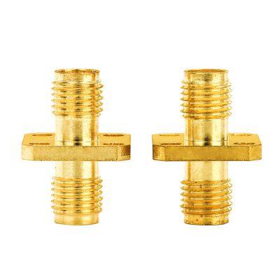 4-Hole Flange SMA-KKF Coaxial Adapter Gold Plated SMA Female-Female Panel Mount Connector