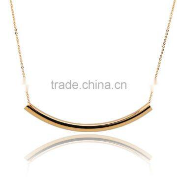 Womens 18K Yellow Gold Plated Horizontal Polish Curved Bar Link Chain Collar Choker Pendant Necklace 45cm