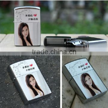 DIY blank Silver Glossy /Brushed Surface Sublimation Printed Lighter,Metal lighters with heat transfer coating