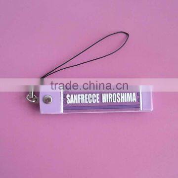 custom printing logo soft pvc mobile phone strap/hanger