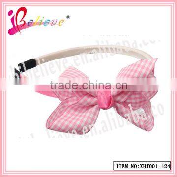 New fashion nice plaid ribbon bow children hairband bow for christmas gift (XHT001--124)