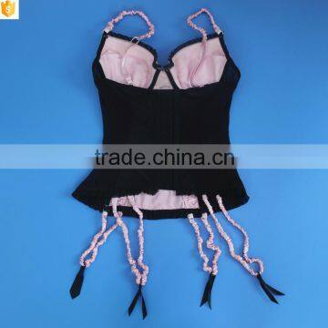 Wholesale Women Shapewear, Black Lace Pink Bow Sexy Corset photo-6