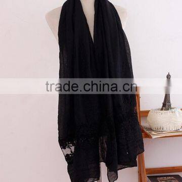 Wholesale New Plain Cotton Muslim Women Fashion Scarf Lace Hijab Quality Choice photo-6