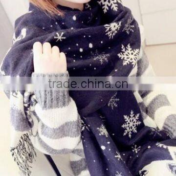 Best Selling FashionJacquard Snow Pattern Women Winter Wool Scarf