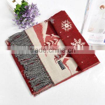 Best Selling FashionJacquard Snow Pattern Women Winter Wool Scarf photo-6