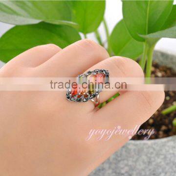 2016 Jewelry Trends Oval Shaped Color Stone Latest Gold Ring Designs for Girls photo-5