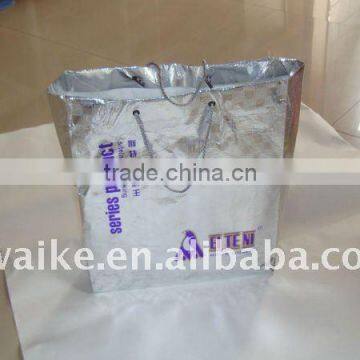 metallic effect silver non wove tote bag