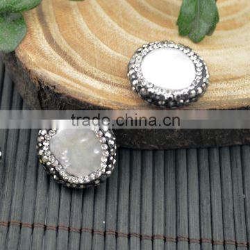 LFD-002B Finding ~ Druzy Round Shape Pearl Pave Rhinestone Connectors Spacer Beads Jewelry Making