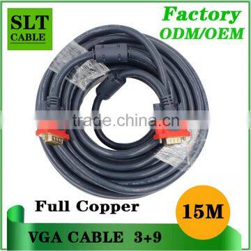 Factory outlet VGA Cable male to male 15pin 3+9 full copper 15m VGA cable for multimedia