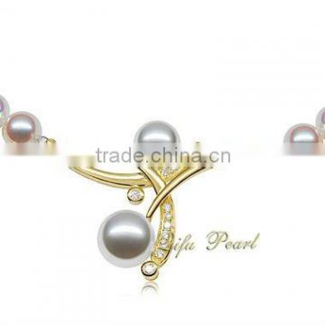 Newest Solid 18K Gold Freshwater Pearl Necklace