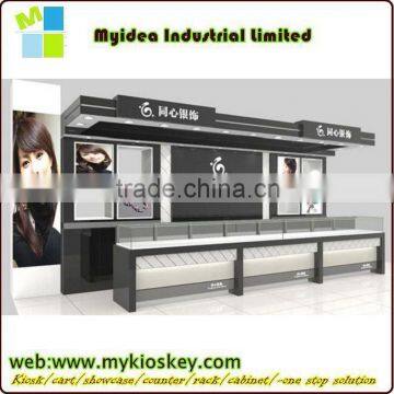 Tempered glass diaplay showcase, combination mall jewelry kiosk design (Manufacturer direct sale)