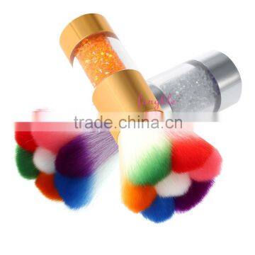 New Nail Cleaning Tool Plastic Diamond Handle Colorful Flower Nail Dust Brush