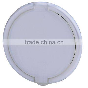 Small round cosmetic mirror with binding edge