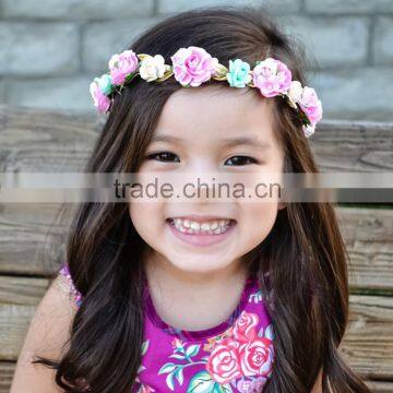 Hot-sales Girl Flower Headband Gold Leaves Flower Headband for Kids Toddler Baby Princess Flower Headband Wh-1828 photo-2