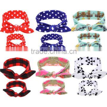 Hot-sale Mommy Baby Knotted Turban Headband Head Wraps Mommy and Baby Headbands for Hair Accessories Polka Dot Headwear Wh-1737 photo-2