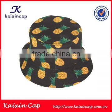 customize screen printed short brim pineapple bucket hat