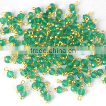 AAA Beautiful Natural 24k Gold Plated Green Onyx Loose Gemstone Beads Bead 3-4mm Wire Wrapped semiprecious beads
