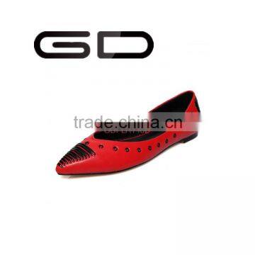 GD genuine leather shallow pointed toe women flat shoes color patch women shoes