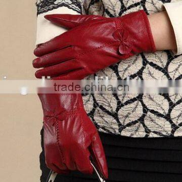 2014 Women Fahion Sexy Red Bow Leather Glove