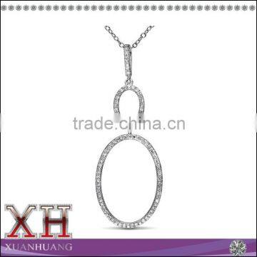 Fancy 925 Sterling Silver Oval Shape AAA Cubic Zirconia Necklace