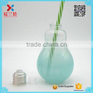 factory wholesale sky blue 200ml fruit juice glass fancy bulb lamp bottle