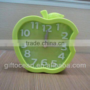 apple shape plastic sweep desk alarm clock with 3D scale