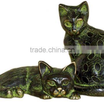 Brass Cat Pair Showpiece 8"