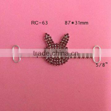 Stock hot selling Factory price bunny rhinestone connector for headband/hairwear for bikini (RC-63)