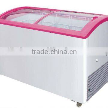 405L curved glass door freezer