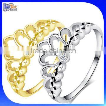 Custom Yellow Gold Tiara Princess Ring For Women, Wholesale 925 Stelring Silver Crown Ring