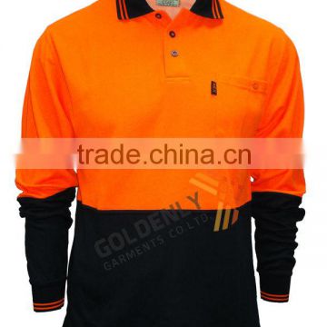 Safety Polo t shirt Classic orange color design for men/long sleeves