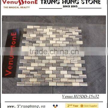 15*32 Light Grey Pure White Honed Marble Mosaic Tiles photo-2