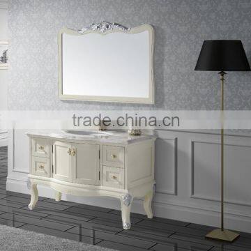 Sanitary ware, Cream&Silver Solid wood bathrooms furniture Popular Italian Classic Bathroom Vanity Supplier