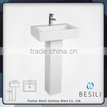 Simple Modern Bathroom Ceramic Sink Pedestal Wash Basin J8011 photo-3