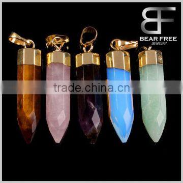 Wholesale Mixed Order Crystal Wand Gems Stone Hexagon Prism Point Pendulum Pendant Crystal Quartz Pendant