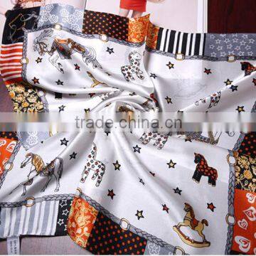 Small Square Scarf With Cartoon Design,100% Silk photo-2