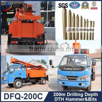 DFQ-200C Mini Truck Mounted DTH compressor drilling rock rig machine for water well