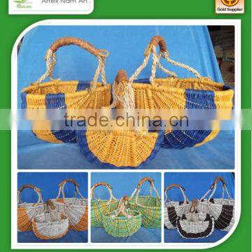 Colorful storage rattan Basket Set of 3 with Handle